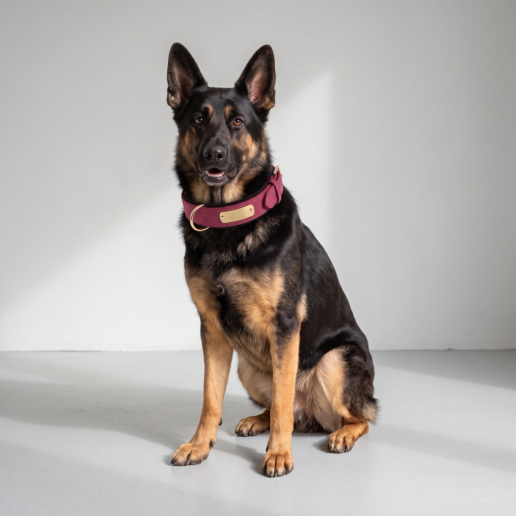 Personalized Dog Collar with a German Shepherd, studio photo
