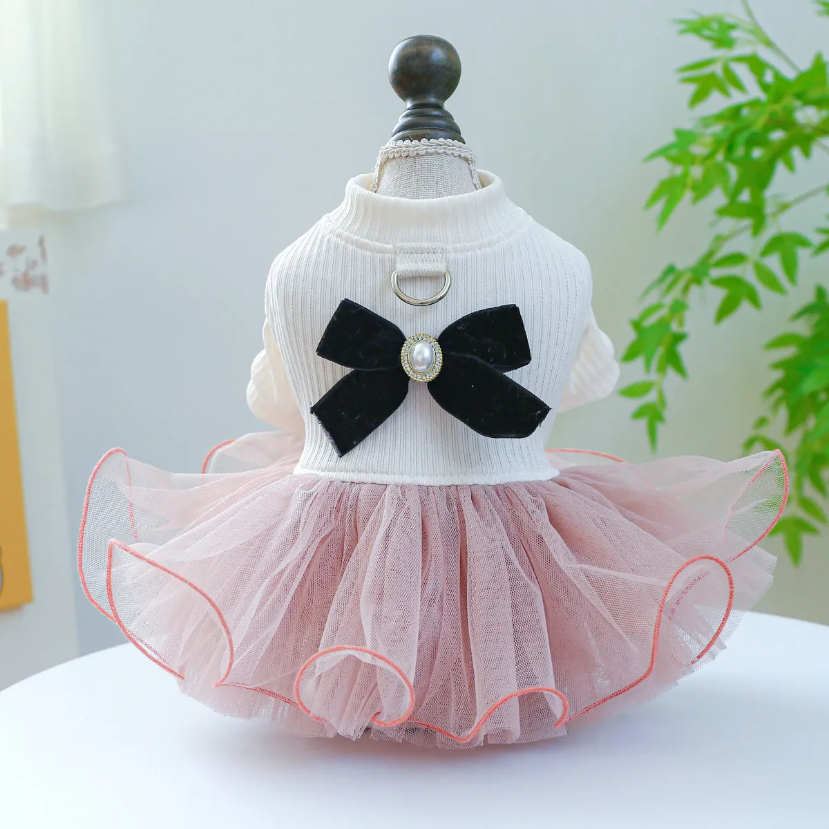 Pink Dog Dress in White