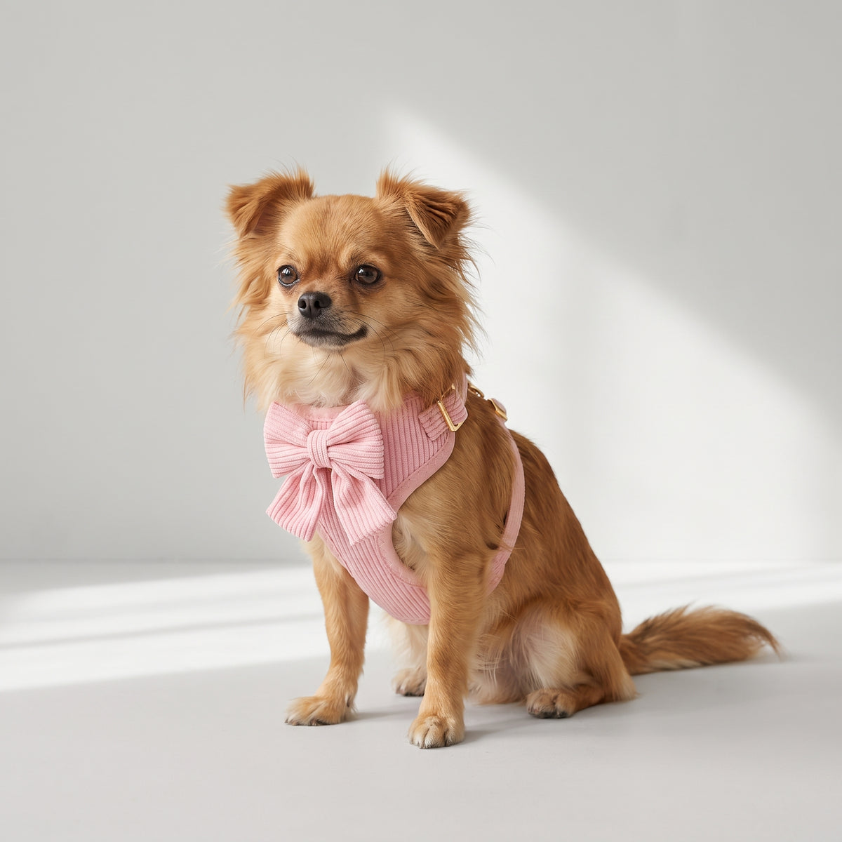 Pink Harness For Small Dogs with a chihuahua, studio photo