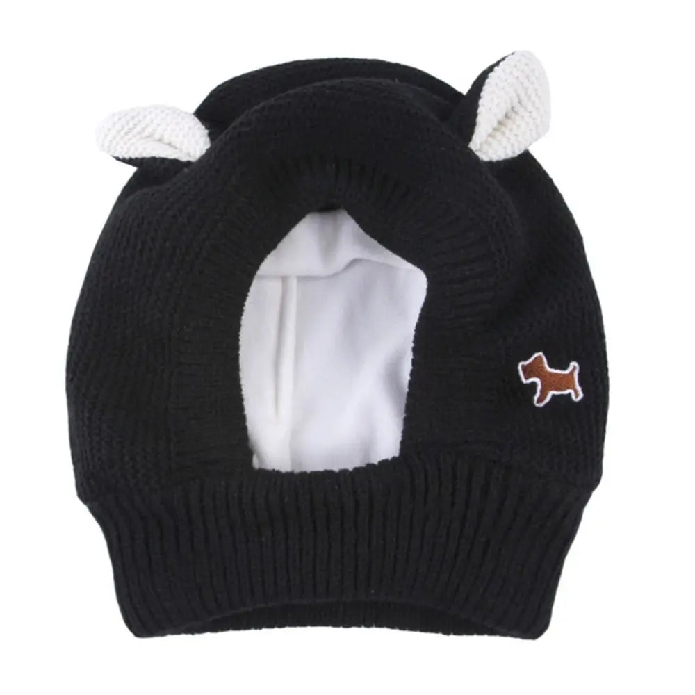 Rabbit Ears Dog Winter Hat in Black
