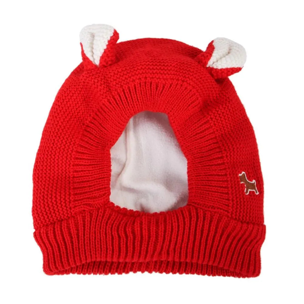 Rabbit Ears Dog Winter Hat in Red