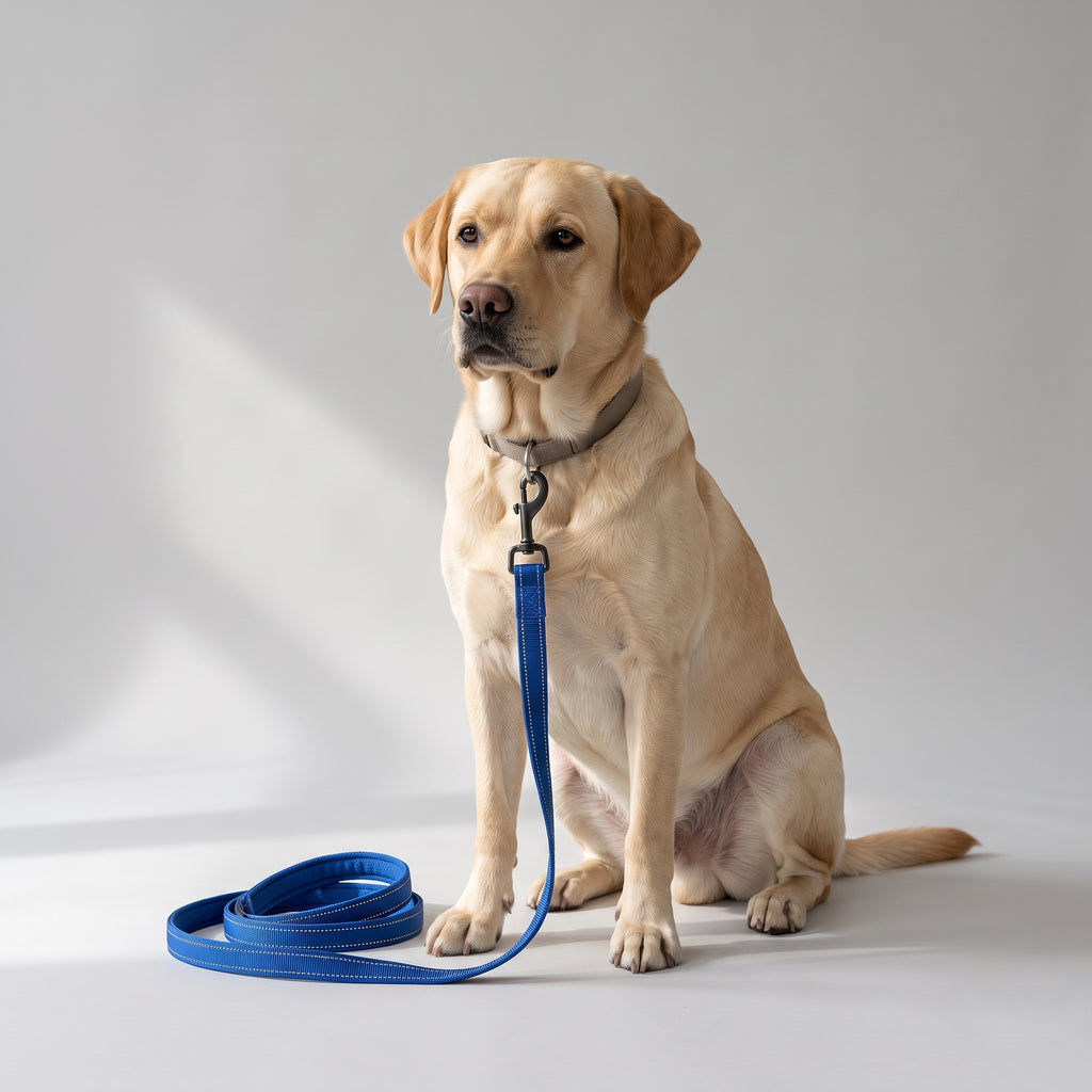Reflective Dog Leash with a Labrador, studio photo
