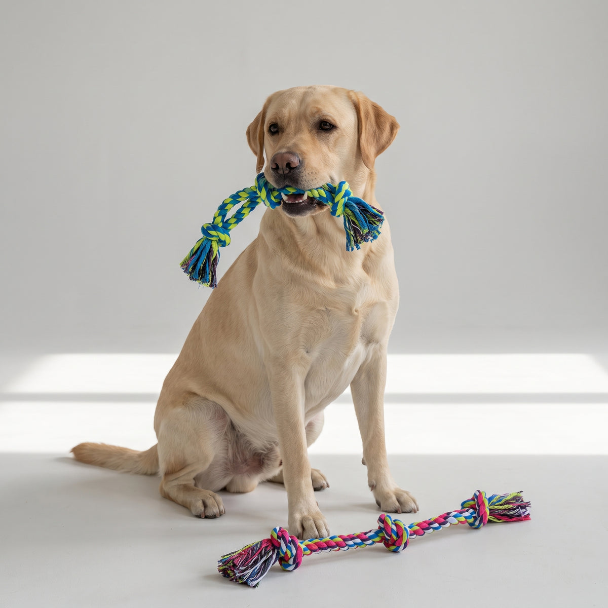 Rope Toys For Large & Medium Dog with a Labrador, studio photo