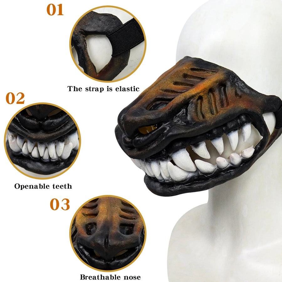 Realistic Design: Features a cute dog nose and large scary teeth, perfect for Halloween costume parties.