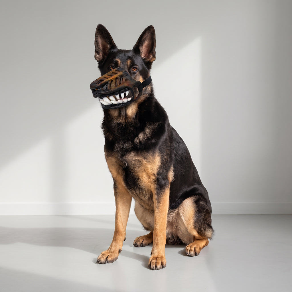 Scary Dog Muzzle with a German Shepherd, studio photo