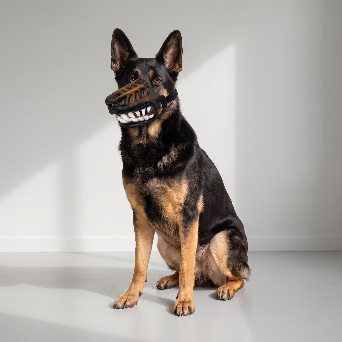 Scary Dog Muzzle with a German Shepherd, studio photo