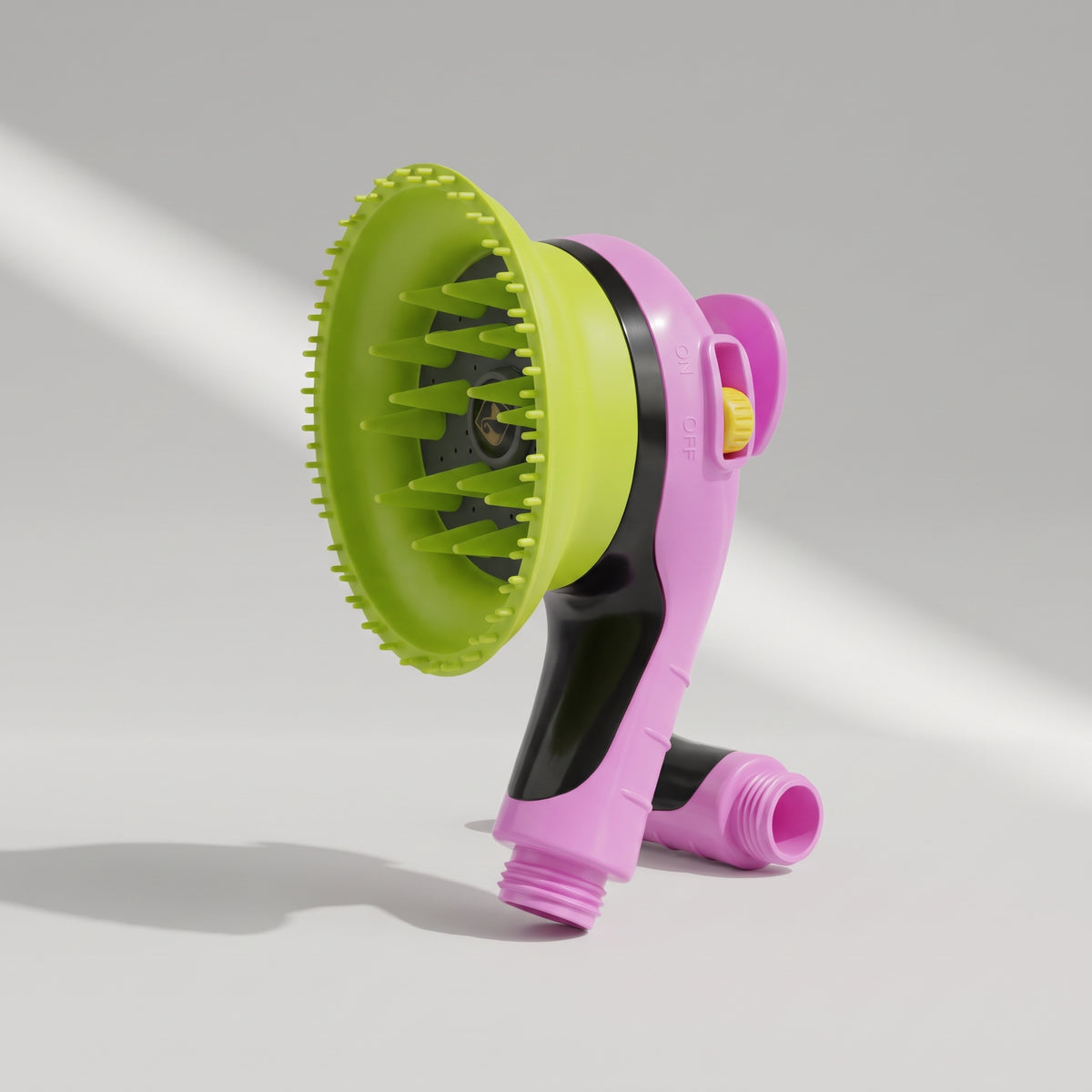 Shower Head For Dogs, studio photo on a light grey background