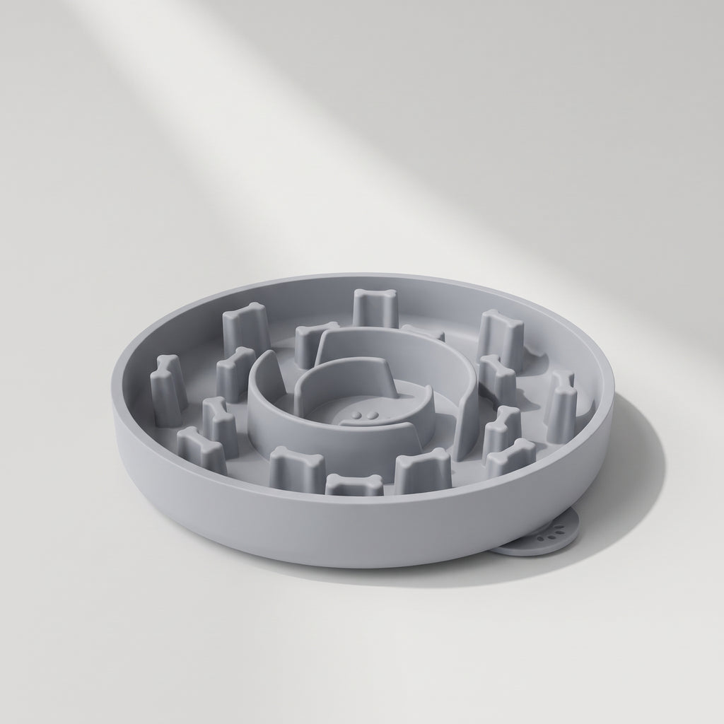 Slow Feeder For Small Dogs, studio photo on a light grey background