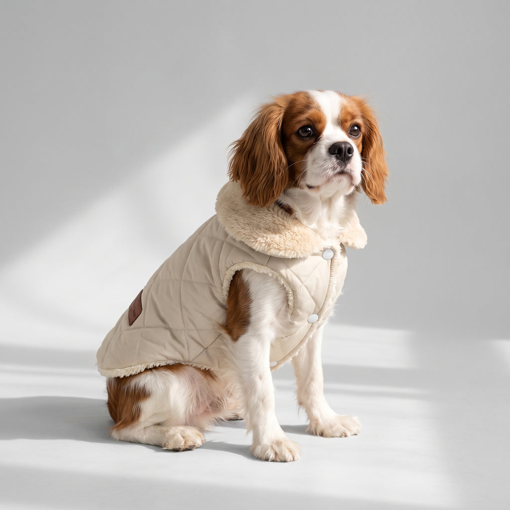 Small Dog Breed Jacket with a Cavalier King Charles, studio photo