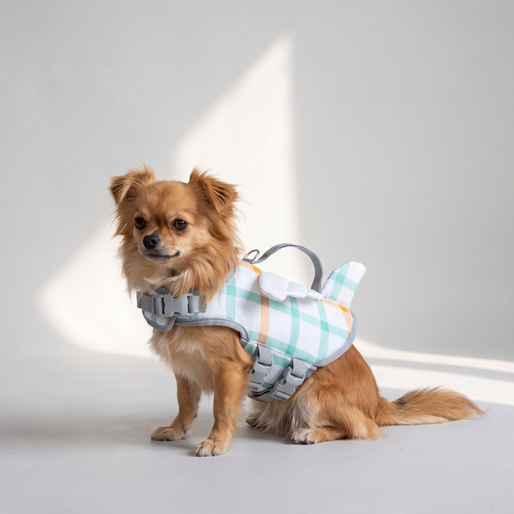 Small Dog Life Jacket with a chihuahua, studio photo