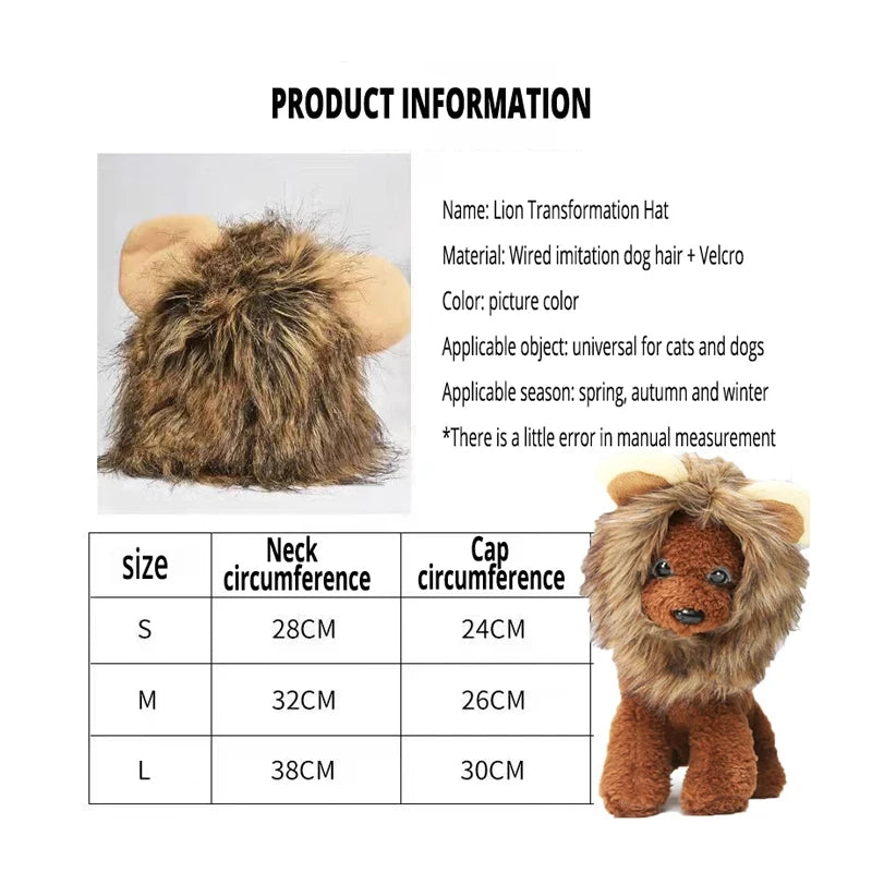 Suitable for most average size small dogs: With multiple size options available, this lion headgear can fit most small dogs comfortably.