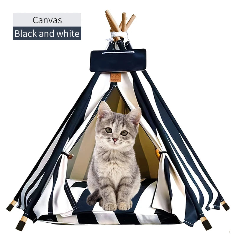 Small Dog Tent Bed in Black and white