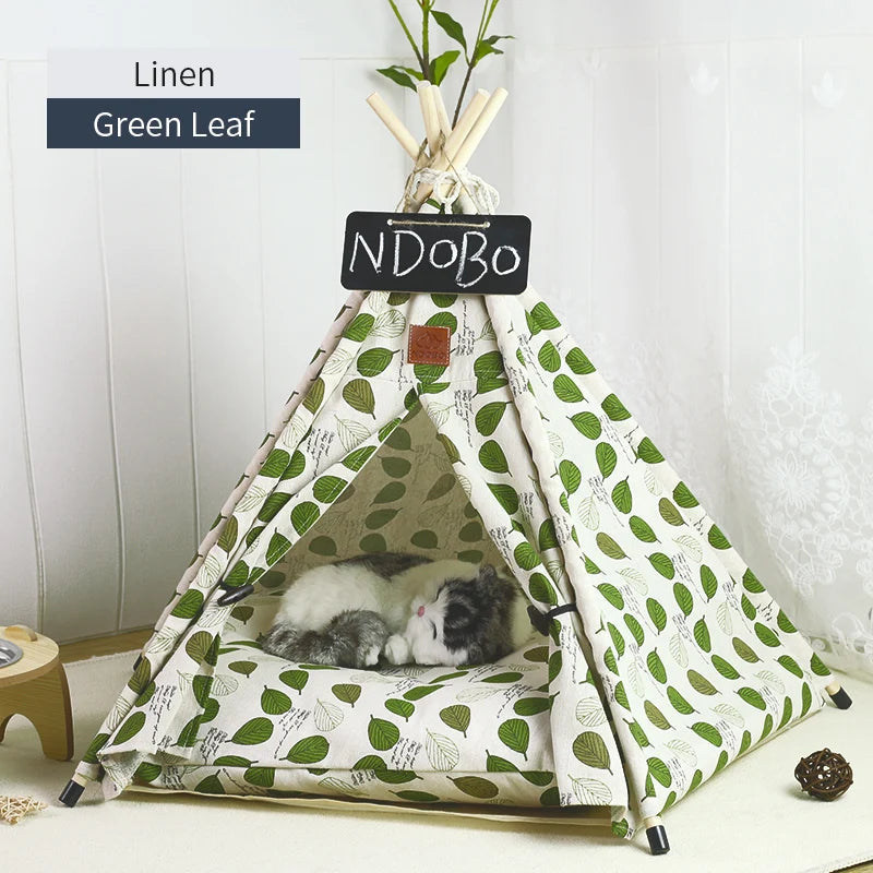 Small Dog Tent Bed in Green leaf