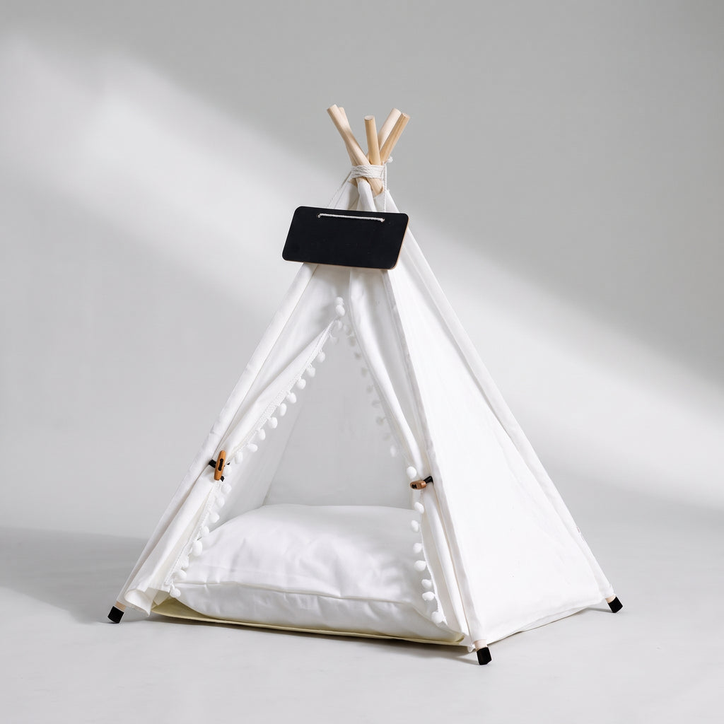 Small Dog Tent Bed, studio photo on a light grey background