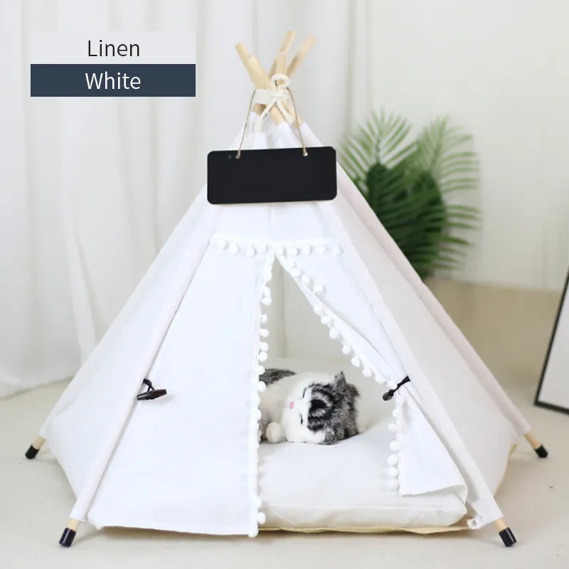 Small Dog Tent Bed in WH linen