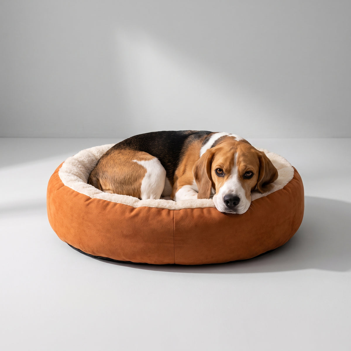 Soft Dog Beds with a beagle, studio photo