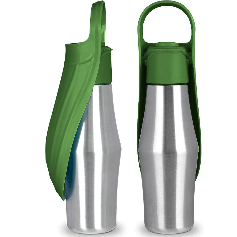 Stainless Steel Dog water Bottle in Dark Green