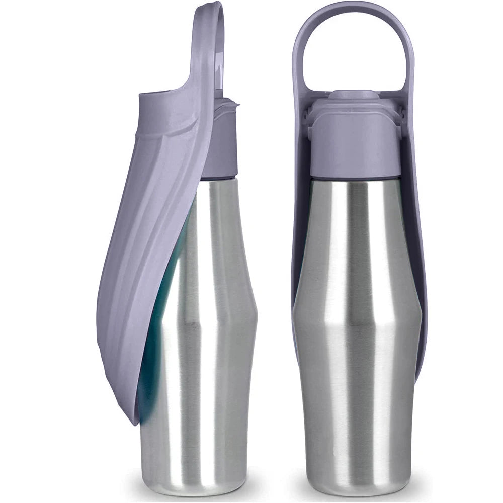 Stainless Steel Dog water Bottle in Grey