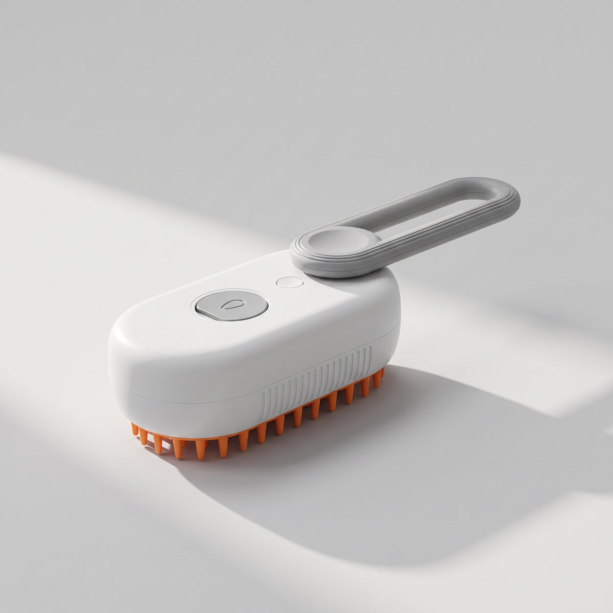 Steam Brush for Dogs, Spa Grooming, studio photo on a light grey background