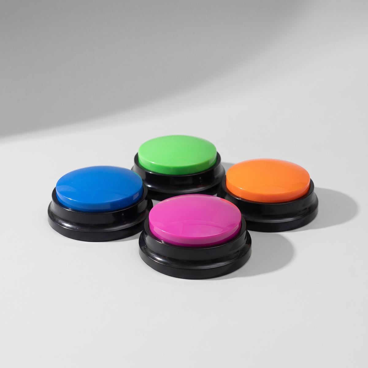 Talking Buttons For Dogs, studio photo on a light grey background