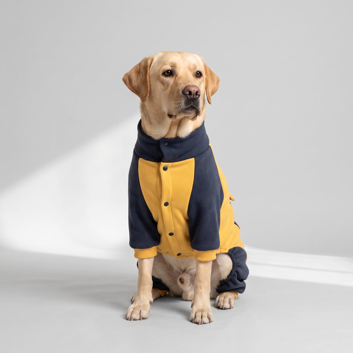 Winter Dog Coats with a Labrador, studio photo