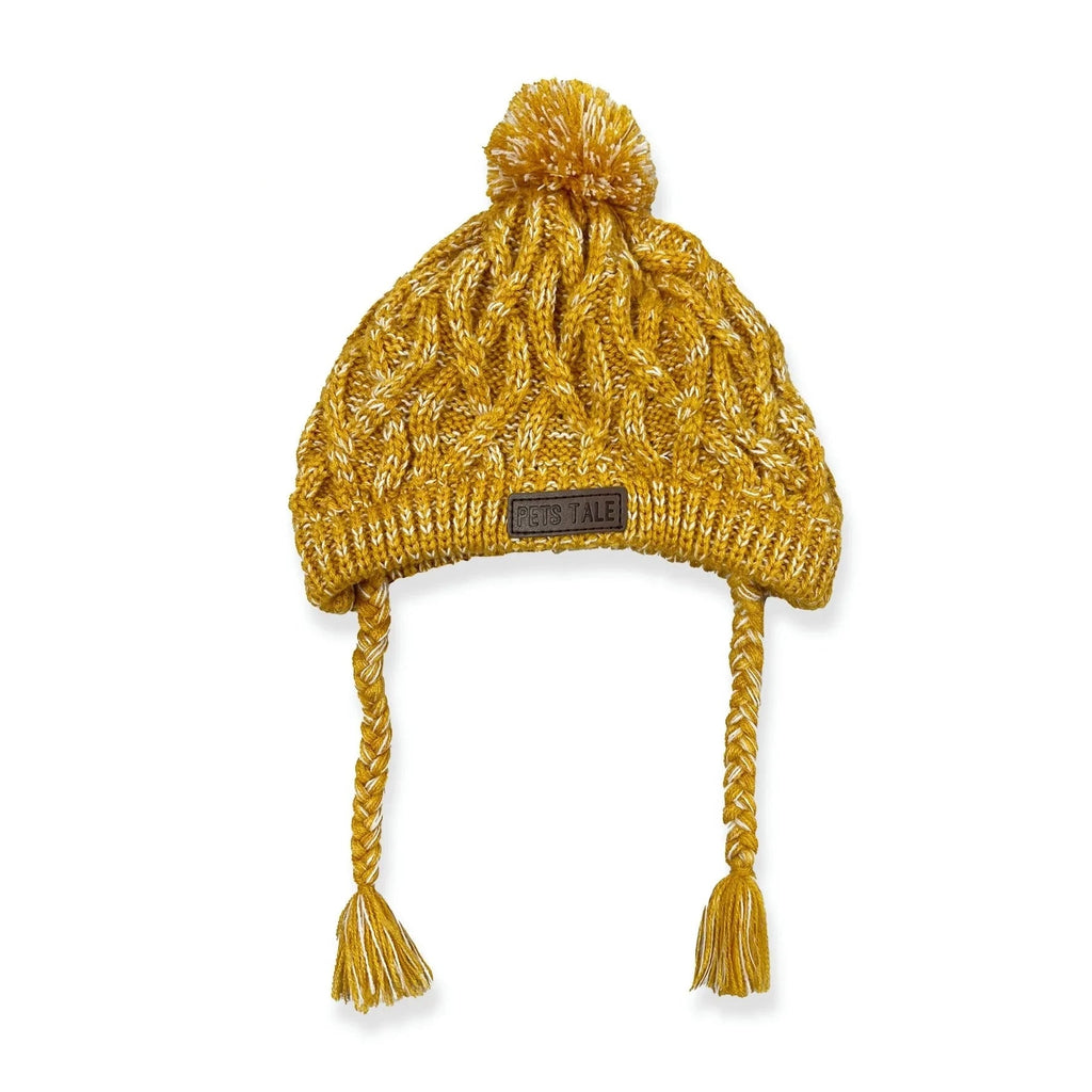 Winter Dog Knitted Beanie in Yellow